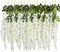 6 Pack 3.75 Feet/Piece Artificial Fake Wisteria Vine Ratta Hanging Garland Silk Flowers String Home Party Wedding Decor (6PCS-Large White Wisteria)